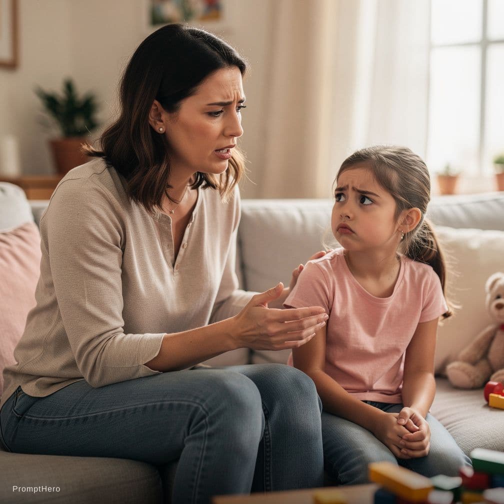 AI generated: a girl getting spanked over moms knee