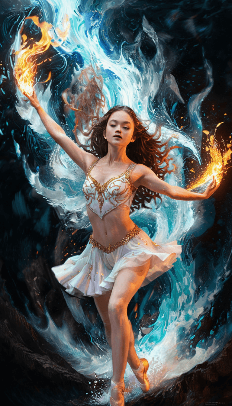 AI generated: OHWX WOMAN, eye contact, A graceful 1girl, her (((navel))) subtly revealed, navel visible, embodies ...