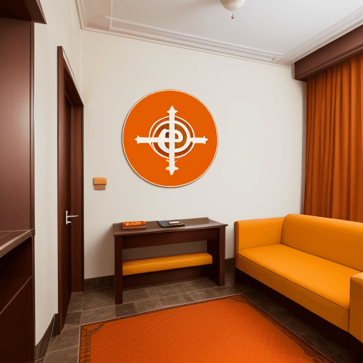 AI generated: logo de un hotel, una moneda antigua que por dentro tiene los iconos representativos de los dioses a...