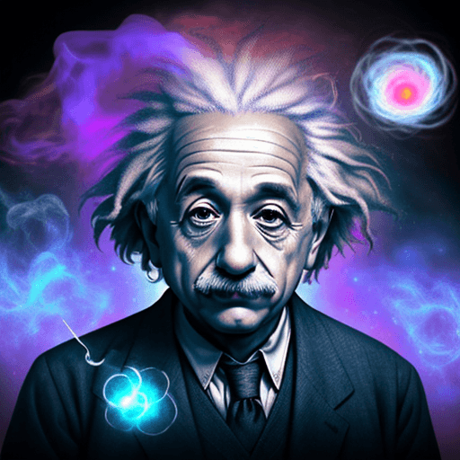 AI generated: albert einstein smoking a joint while levitating in midair, hallucinations of math formulas and equa...