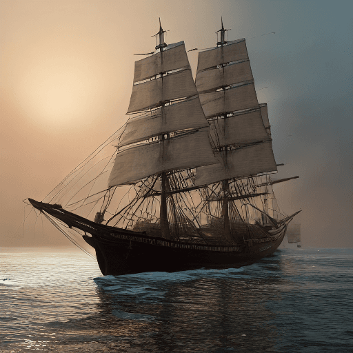 AI generated: Photo of a ultra realistic sailing ship, dramatic light, pale sunrise, cinematic lighting, battered,...