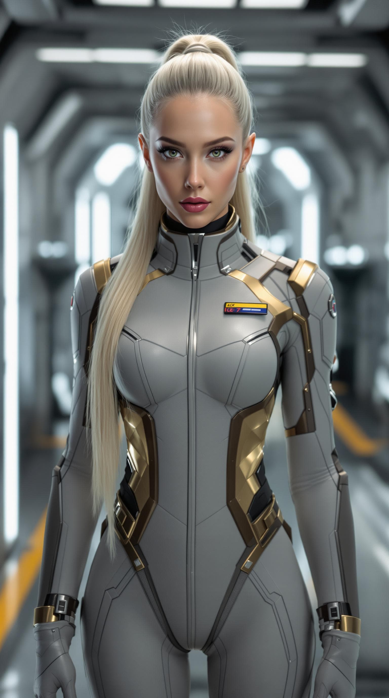 AI generated: a professional photo of a exceptionally of the most beautiful (age 7) United State Space Force, (fut...
