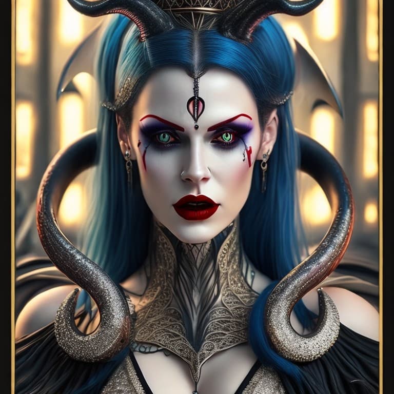 AI generated: beautiful sensuous white skin women,see through clothes, red lipstick, dark blue hair, crimson red e...