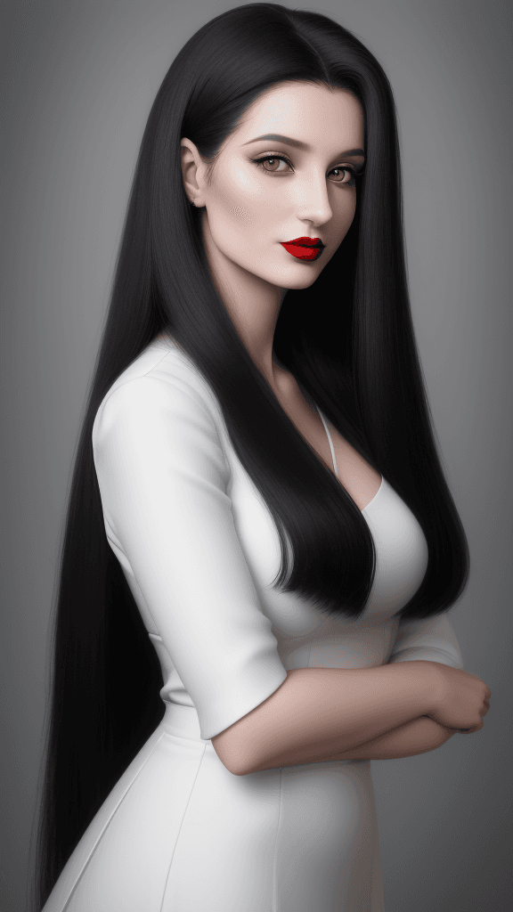 AI generated: arafed woman with long hair and red lipstick posing for a picture, ekaterina, profile image, red lip...
