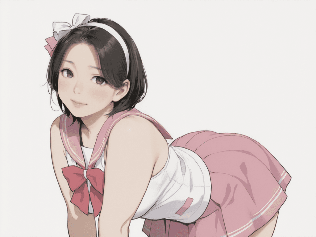 (Illustrious)Original_japanese_milf_pink_maid_costume_Kumiko