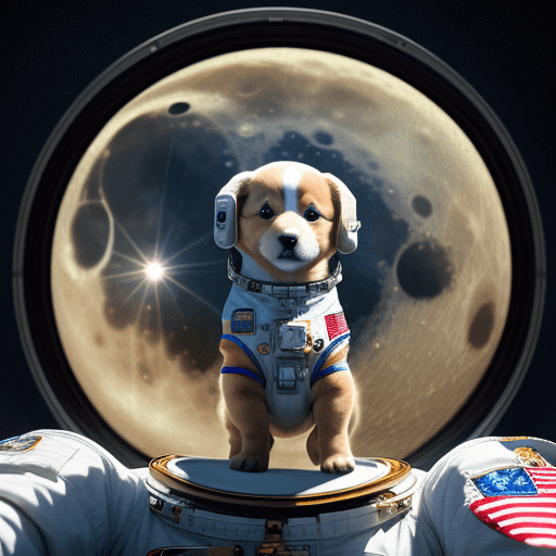 AI generated: realistic, ((Masterpiece, best quality)), cute puppy in astronaut suite, Ultra-High-Definition, (Mas...