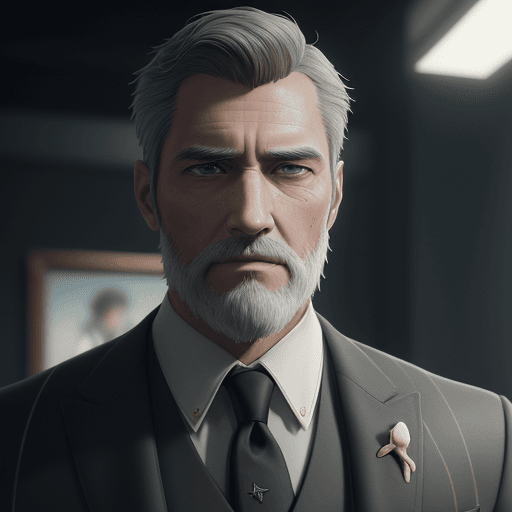 AI generated: Photo of an ultra-realistic man with a formal suit, Caucasian appearance, partly with a gray beard, ...