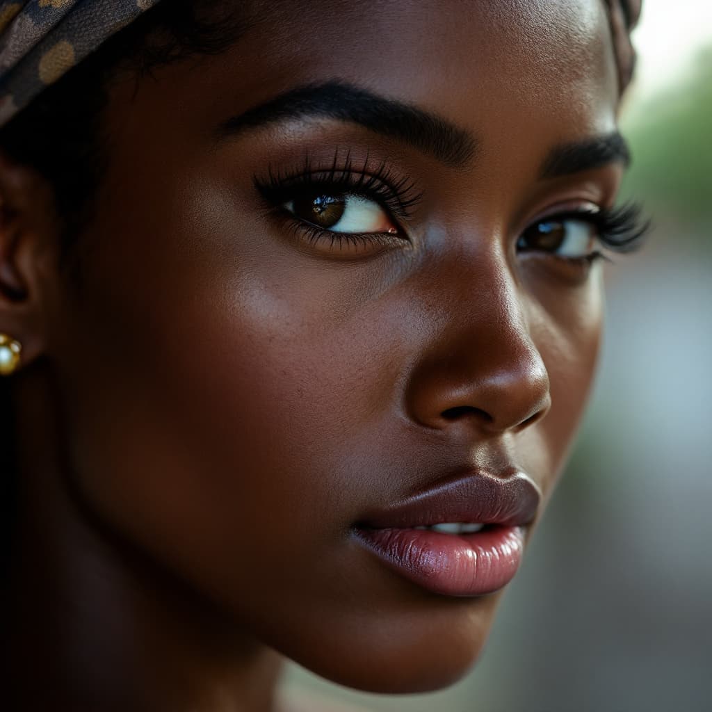 AI generated: A close-up color portrait of a very pretty 36-year-old black Colombian woman, the woman's face very ...
