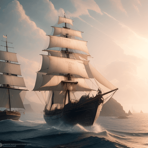 AI generated: Photo of a ultra realistic sailing ship, dramatic light, pale sunrise, cinematic lighting, battered,...