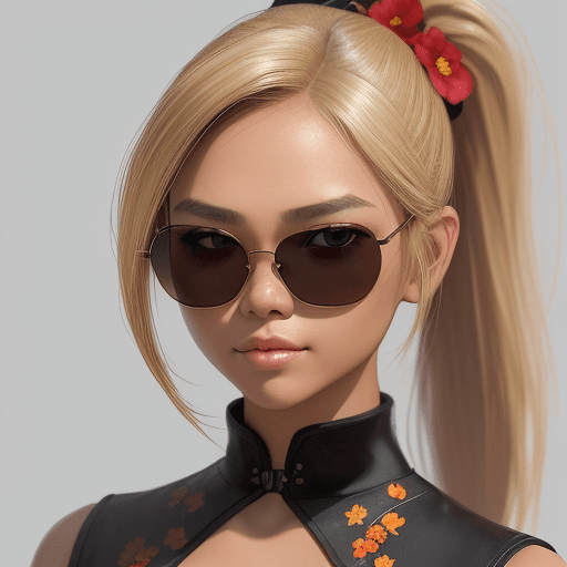 AI generated: blonde beautiful hair, a portrait of a southeast asian beautiful girl with medium length brown hair,...
