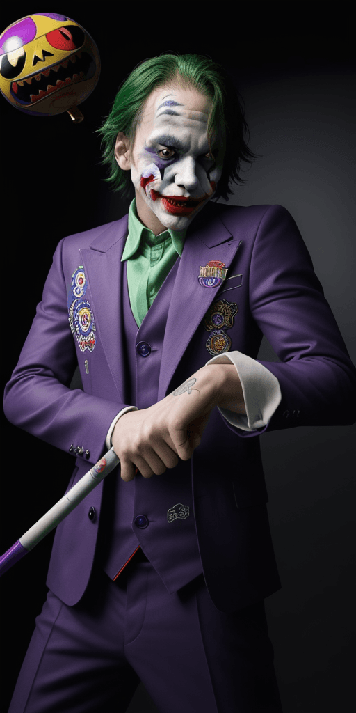 AI generated: Create a toy Joker( messi) , evil, in the style of Takashi Murakami, cinematic lighting, sharp focus...