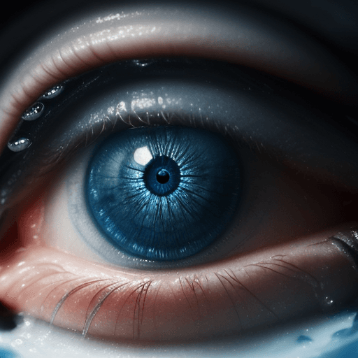 AI generated: an blue eye caught in a water drop, in the style of cryengine, pegi nicol macleod, realistic genre s...