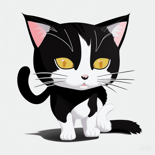 AI generated: 
vector like graphics, with a cat standing side to the camera, but facing directly into camera. with...