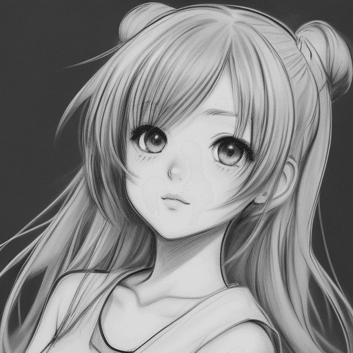 AI generated: Girl cute ,anime ,sketch, black and withe