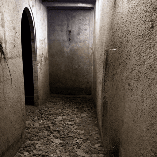AI generated: There are 3 dark corridors that you can't see the bottom of, they are abandoned stone corridors and ...