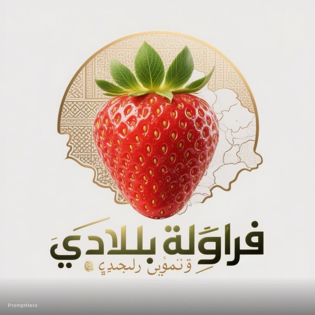 AI generated: A premium, professional graphic design logo for a Yemeni strawberry store named "فراولة بلادي". The ...
