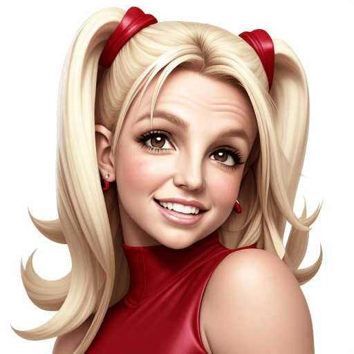 AI generated: Cartoon britney spears, headshot, white background, high quality, high image quality, smiling, carto...