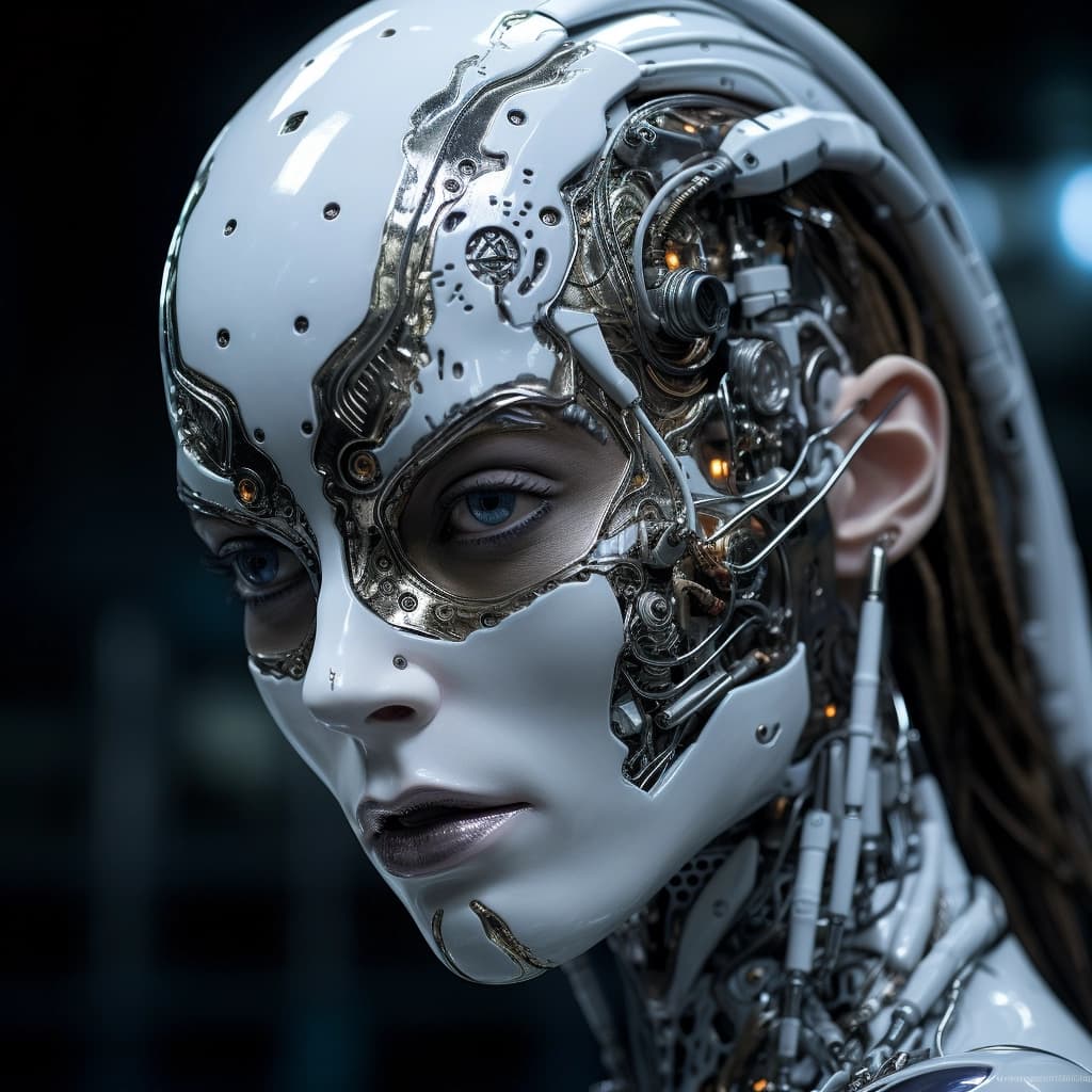 AI generated: girl as a half cyborg, futuristic, high details, masterpiece, ultra realistic 4K 