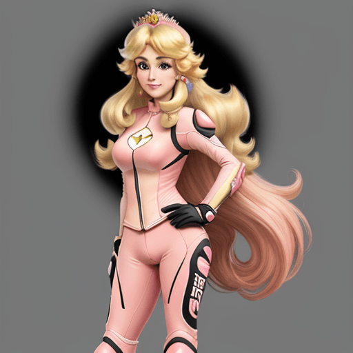 AI generated: Portrait of Princess Peach, long hair, highly detailed face,  attractive, plain pink, moto gear, tig...