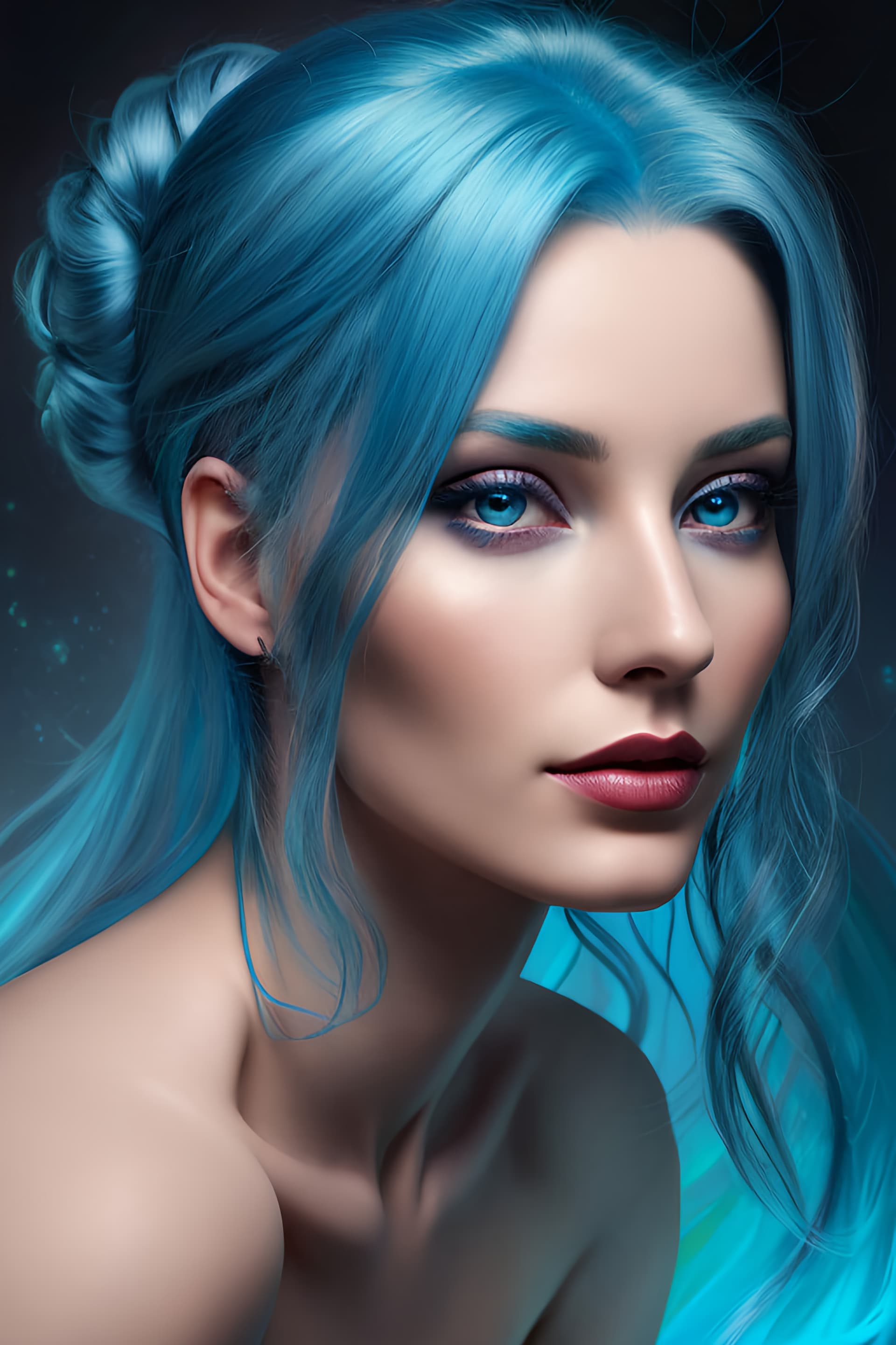 AI generated: A captivating ethereal supermodel portrait, makeup, smooth, mesmerizing blend of otherworldly beauty...