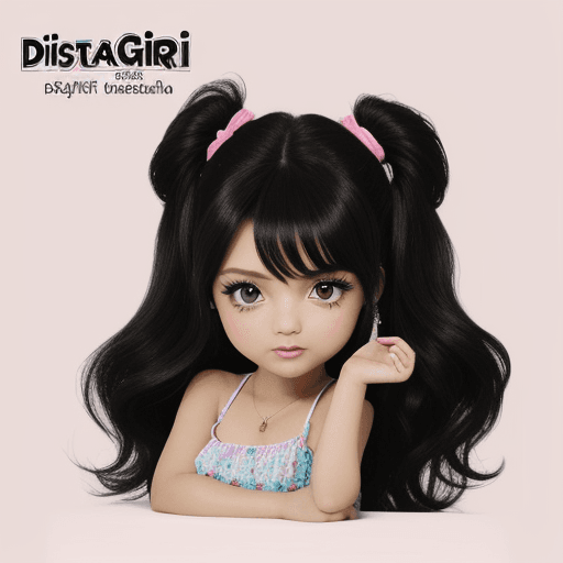 AI generated: Dibujo cute chibi gyaru de pelo negro con pestañas postizas