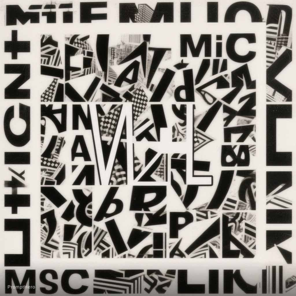 AI generated: create a pattern the text "M+L" in black on white. The pattern should fit exactly into itself on eve...