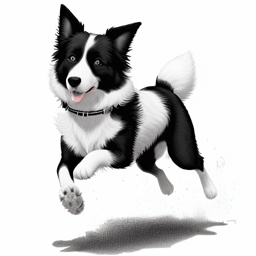 AI generated: illustration of a dog engraving style in black and white, the race is "border collie" white backgrou...