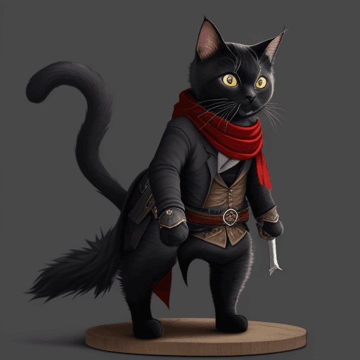AI generated: a assassin cat with his full body