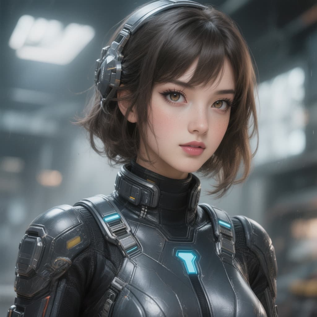 AI generated: Hyper realistic painting of a beautiful girl in an black EVA plugsuit,hyper detailed,anime,by greg r...