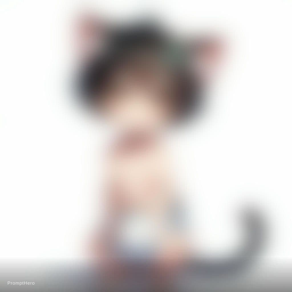 AI generated: Cute catboy wearing a diaper, white_diaper, cat_boy, short_hair, 4k, anime