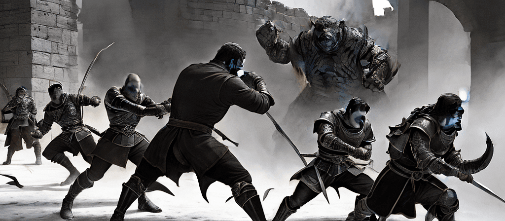 AI generated: Picture a tense scene as Kiro and his team breach the fortress walls. Massive and fearsome Slaughter...