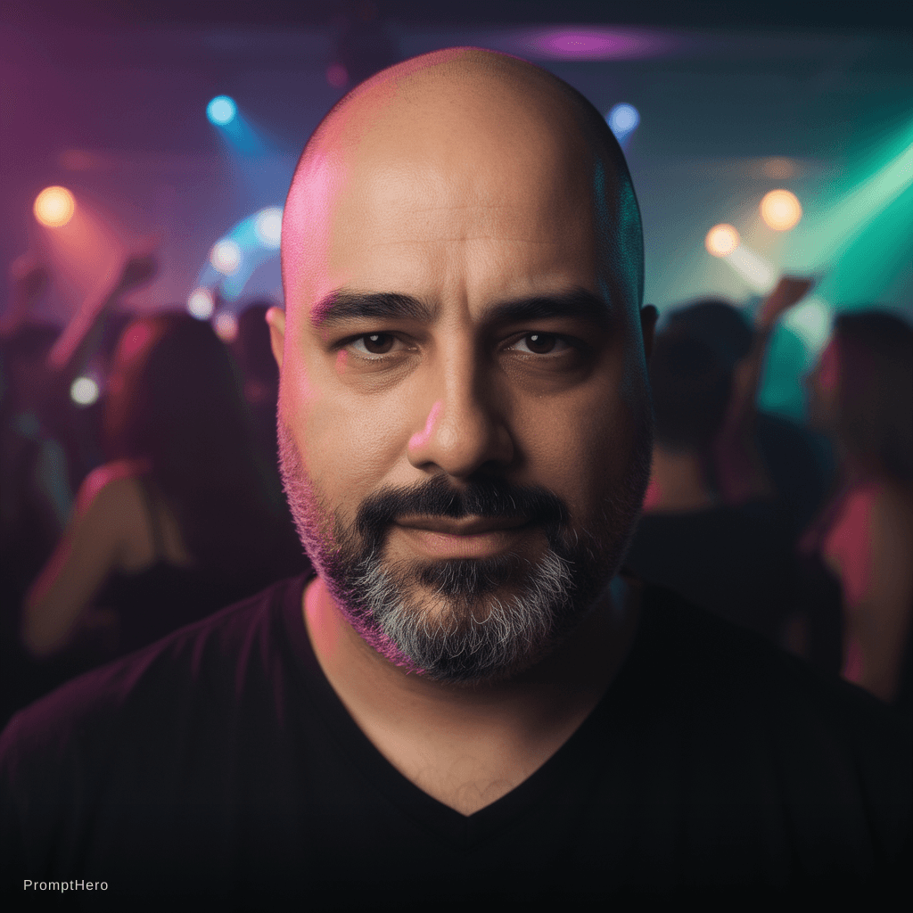 AI generated: A close up picture in a club in front of a blurry crowd