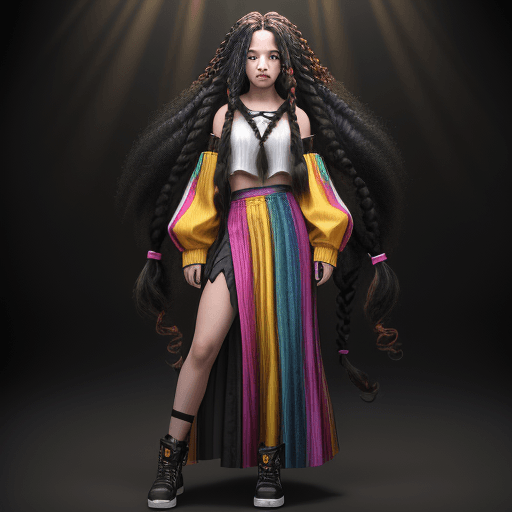 AI generated: (full body:1.2), (Smokexxx:1.4), 1girl with really wild hair, (wavy multicolor hair:1.2), (two long ...