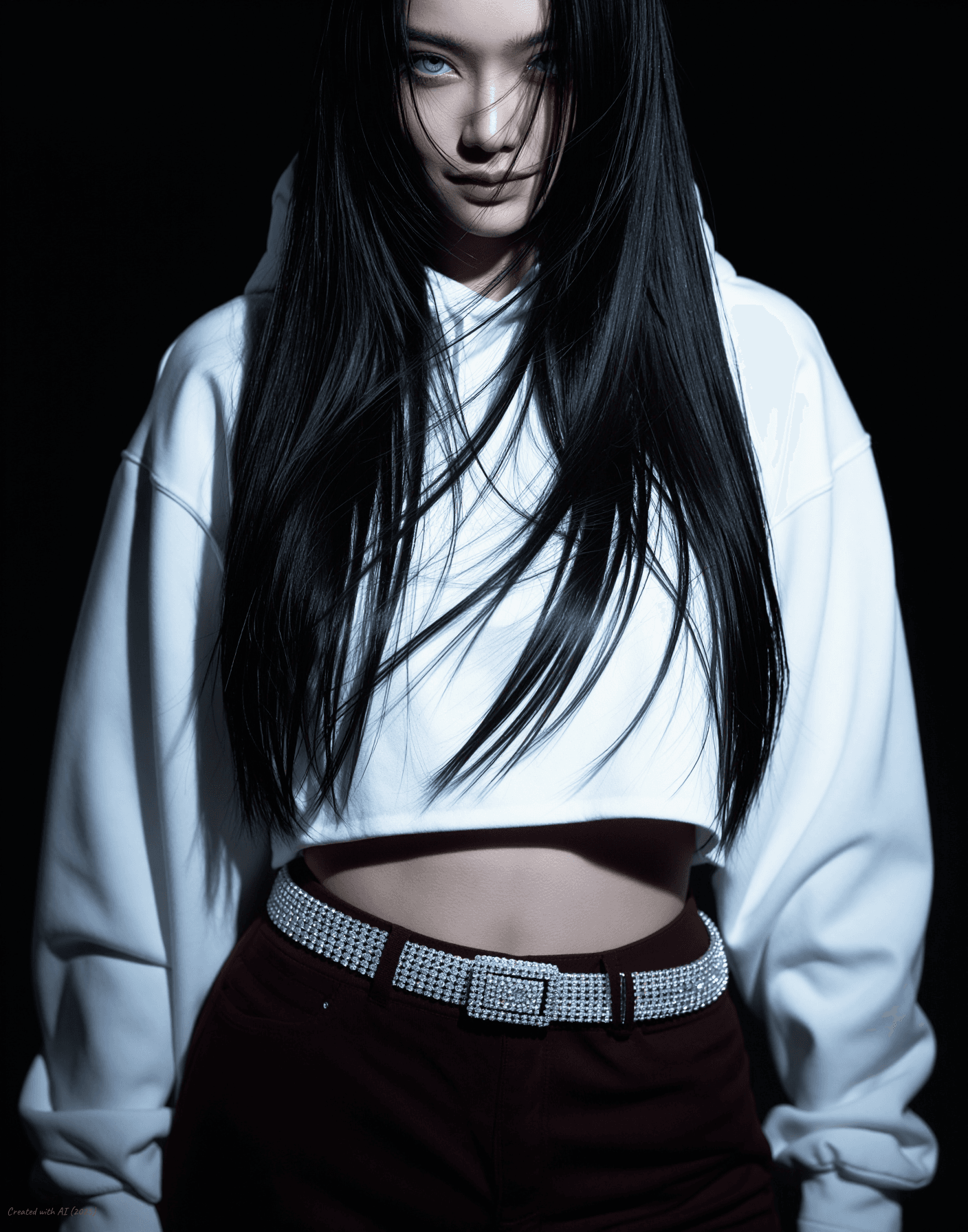 AI generated: subject
A mysterious young Norwegian woman with classic Nordic allure, long straight jet-black hair...