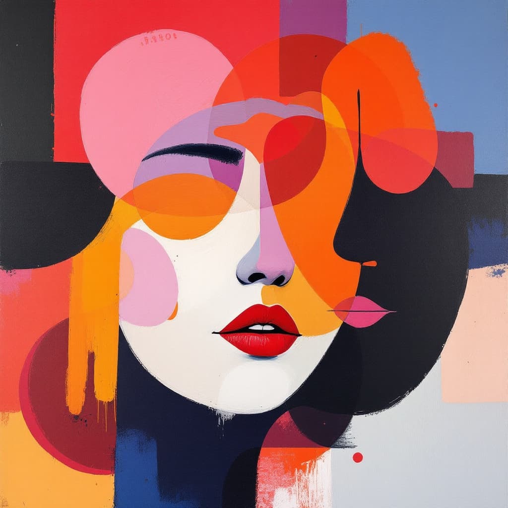 AI generated: A captivating collection of abstract paintings that delve into the connection between color, shape, ...