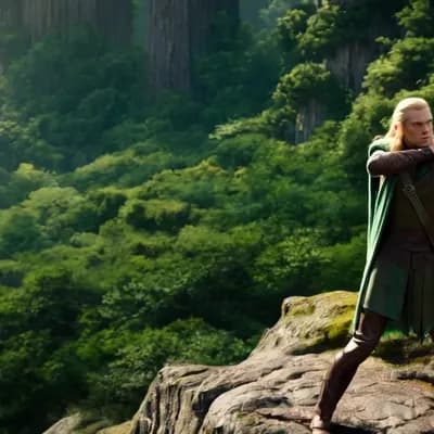AI generated video: legolas throwing an arrow
