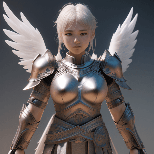 AI generated: angelic warrior::4 hyper-realistic ::5 detailed character expressions :: 3 Ultra-detailed Quality 3D...