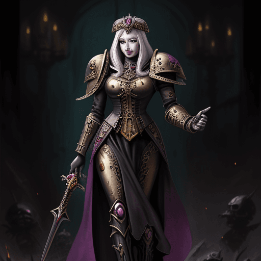AI generated: Theodora von Valancius, warhammer 40k, dark, grim, illustration