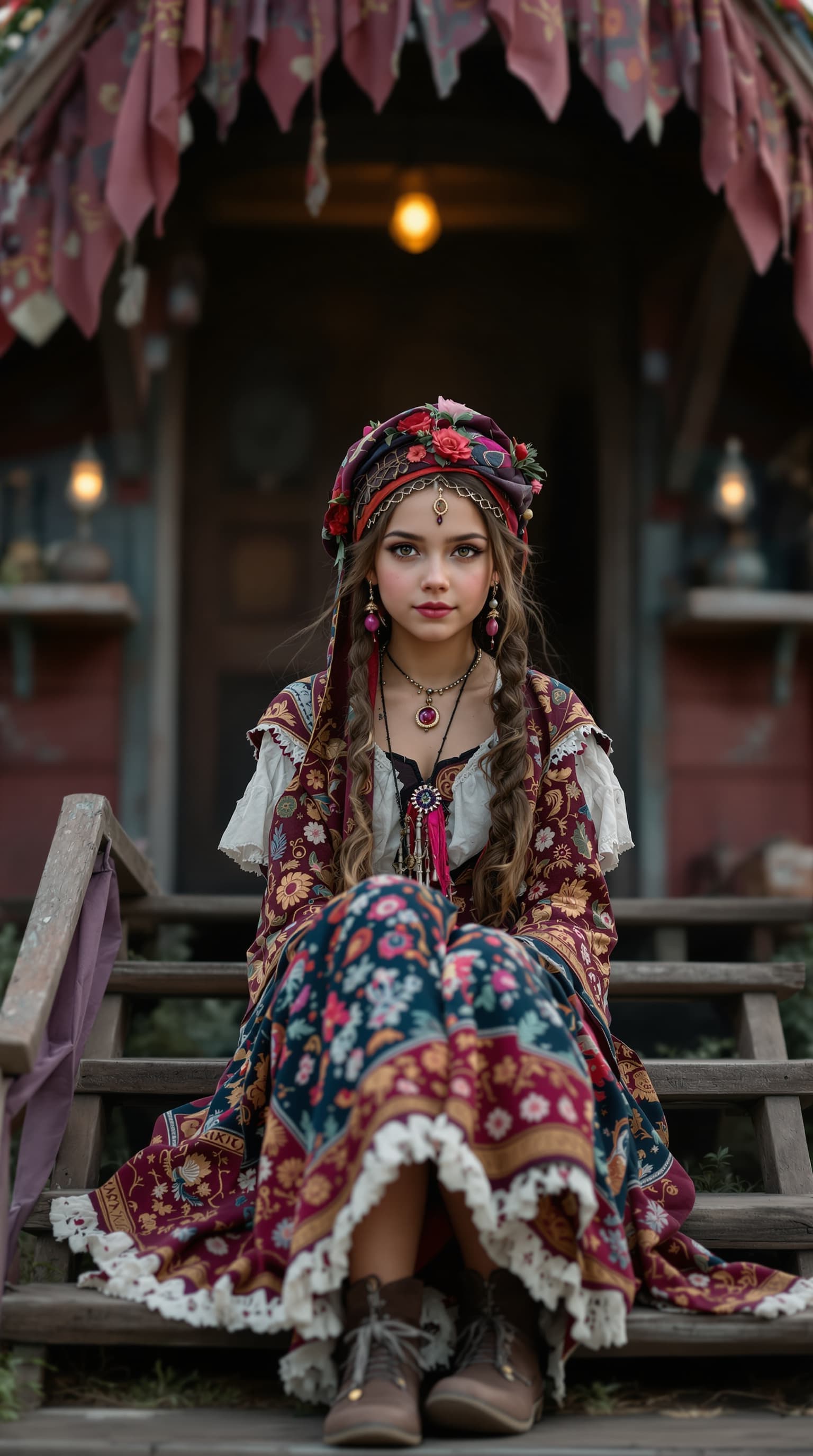 AI generated: A hyper-realistic depiction of a beautiful twelve year old, Romanian girl dressed as Alexandra Poian...