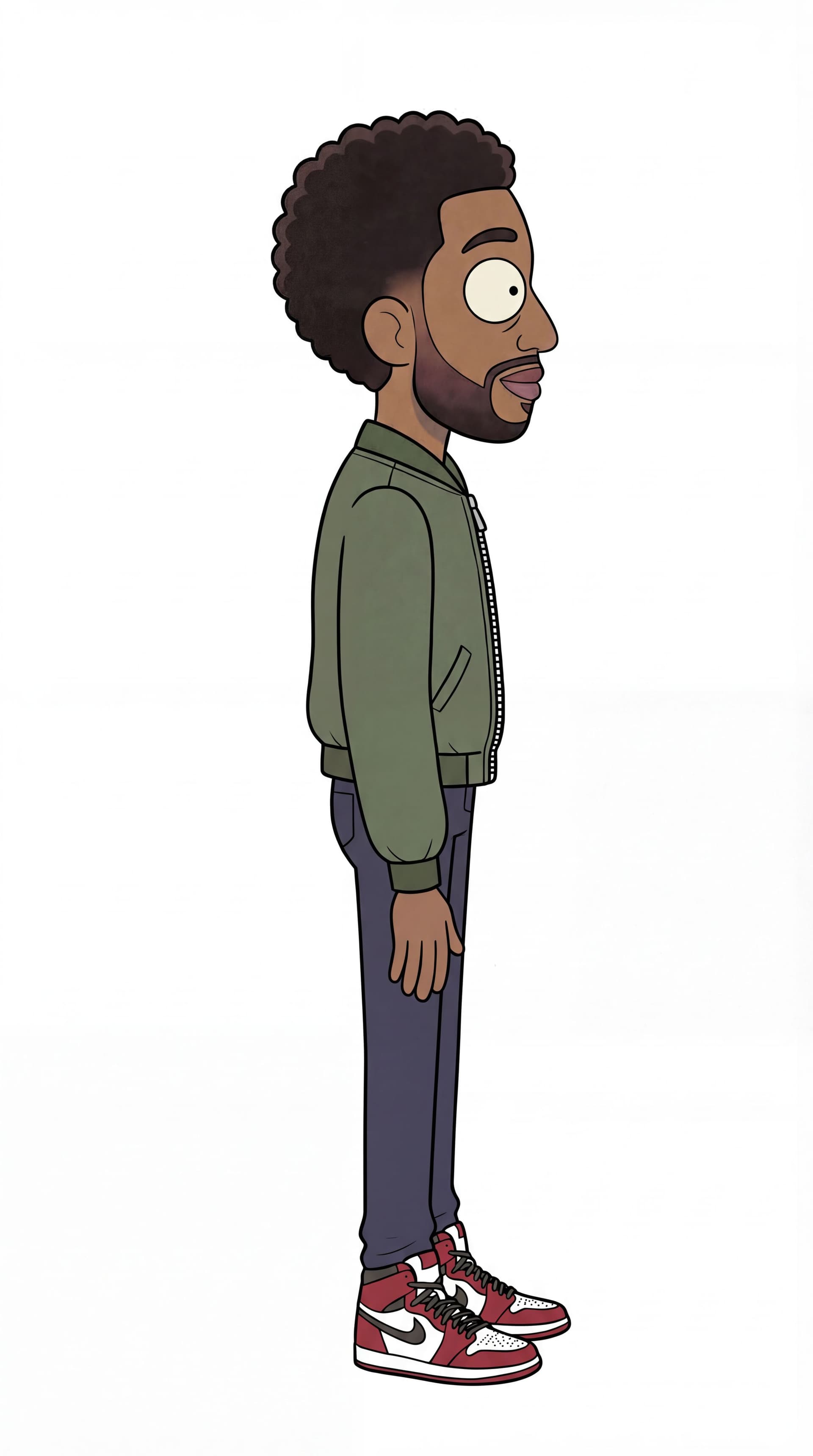 AI generated: can you straigthen arms. and if you can match the head proportions like the reference image just the...