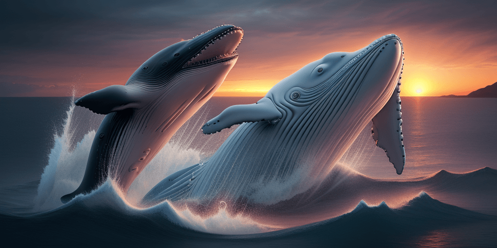 AI generated: a beautiful scenery, digital rendering, trending on pixiv fanbox, whale in the sky, at the sunset, m...