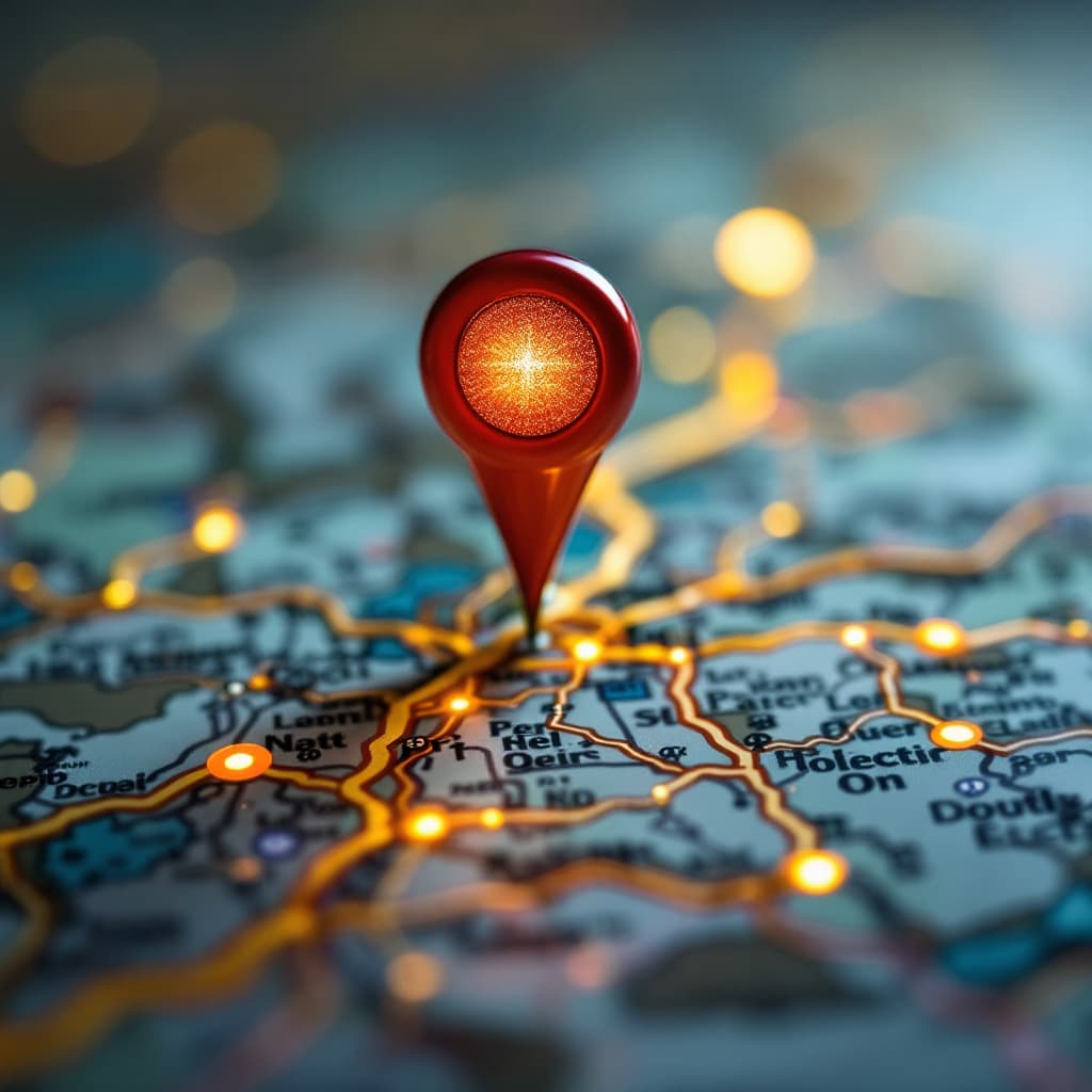 AI generated: A map pin or search icon indicating local holistic doctors dslr, ultra quality, sharp focus, tack sh...