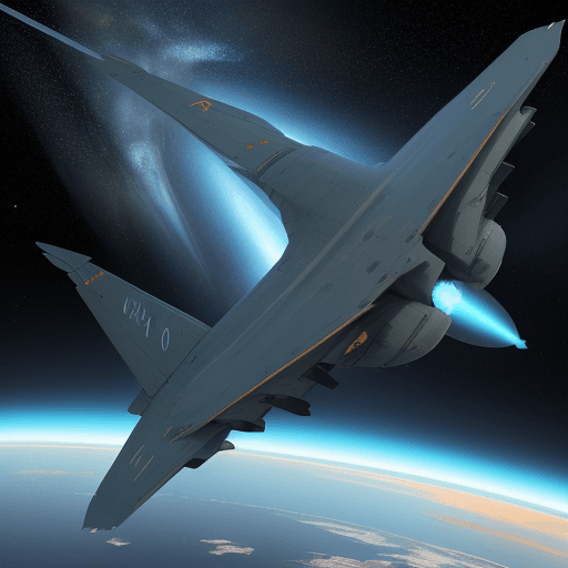 AI generated: illustration, sci-fi concept,The J20 flies upwards, and the tail flames are bright blue, shaped like...