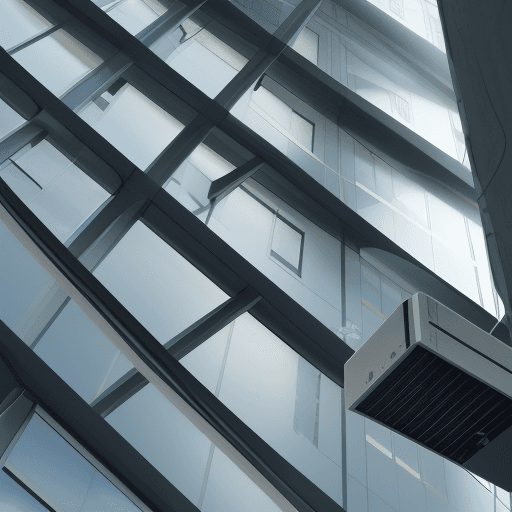 AI generated: 
Smart sensors for structural health monitoring being used in a building