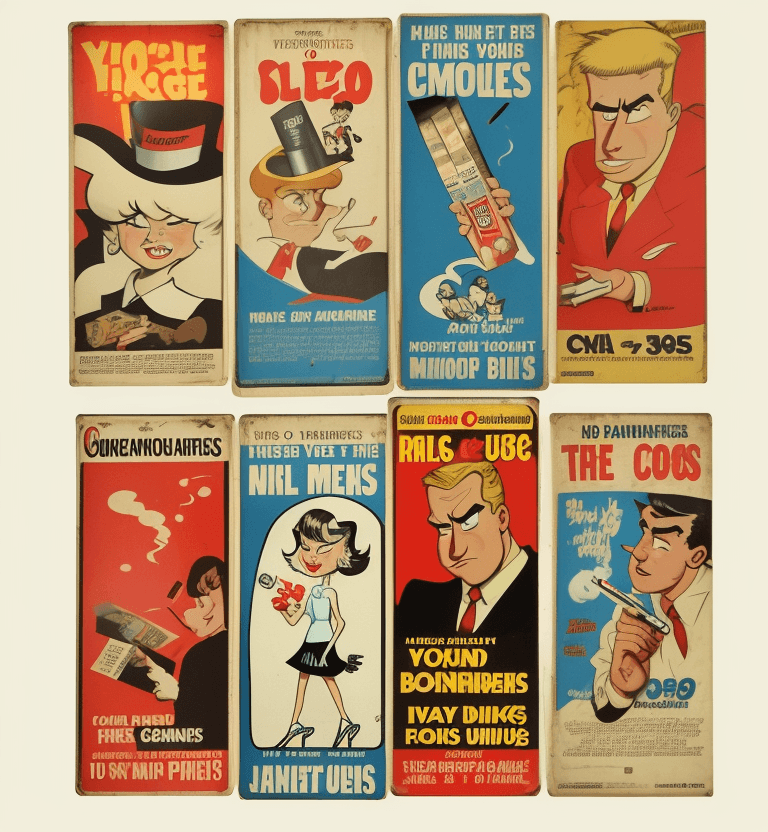 AI generated: vintage 1960s cartoon advertisement for cigarettes 
