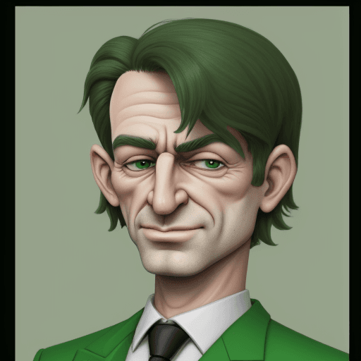 AI generated: portrait hasbula with green suit, caricature