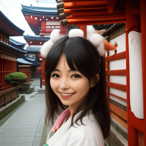 AI generated: señorita en llamada y sonriente en Japon