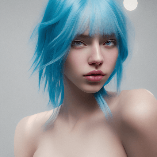 AI generated: disposable photography of beautiful blue hair color model, 8k, photo realism, --ar 3:4