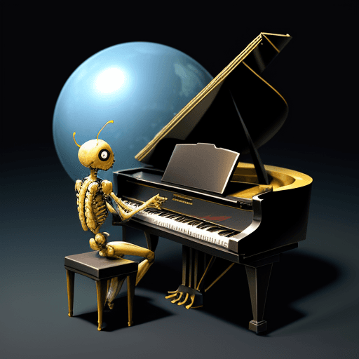 AI generated: humanoid PIANO creature