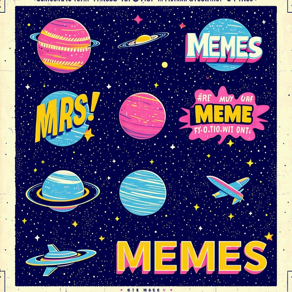 AI generated: generate some Memes design for holiday space typography style and creative for print on tshirts , si...